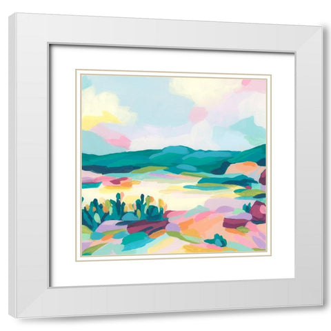 Pink Rock Valley I White Modern Wood Framed Art Print with Double Matting by Vess, June Erica