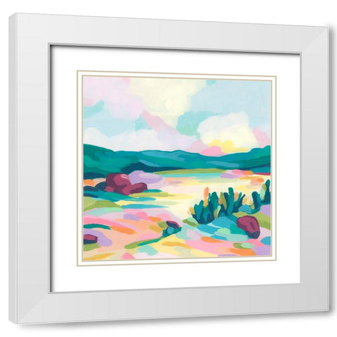 Pink Rock Valley II White Modern Wood Framed Art Print with Double Matting by Vess, June Erica