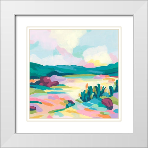 Pink Rock Valley II White Modern Wood Framed Art Print with Double Matting by Vess, June Erica