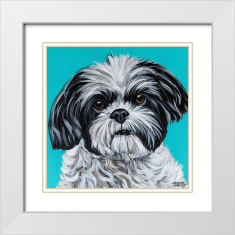 Black and White Shih Tzu White Modern Wood Framed Art Print with Double Matting by Vitaletti, Carolee