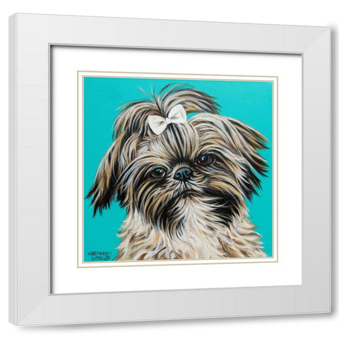 Girly Shih Tzu White Modern Wood Framed Art Print with Double Matting by Vitaletti, Carolee