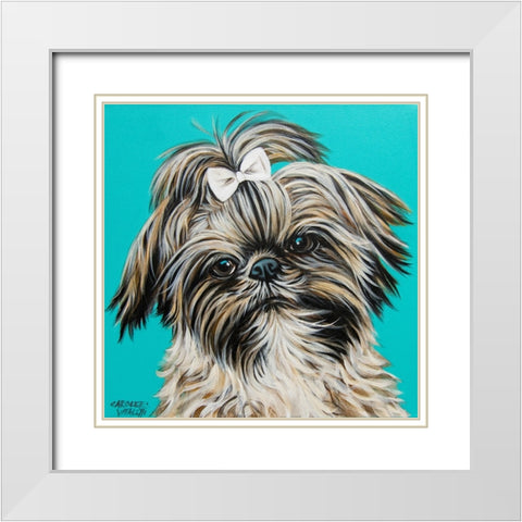 Girly Shih Tzu White Modern Wood Framed Art Print with Double Matting by Vitaletti, Carolee