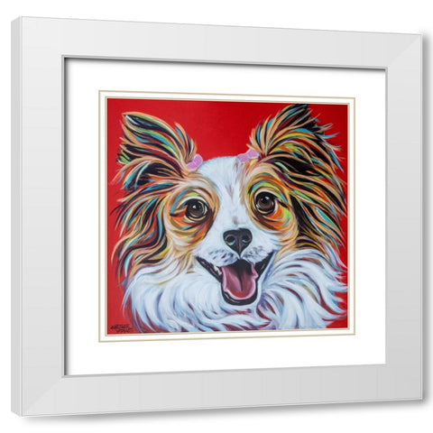 Happy Papillon White Modern Wood Framed Art Print with Double Matting by Vitaletti, Carolee