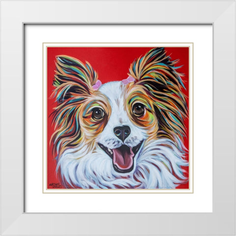 Happy Papillon White Modern Wood Framed Art Print with Double Matting by Vitaletti, Carolee