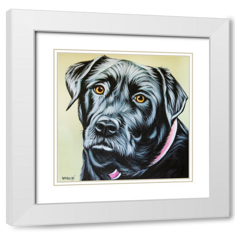 Realistic Black Lab White Modern Wood Framed Art Print with Double Matting by Vitaletti, Carolee