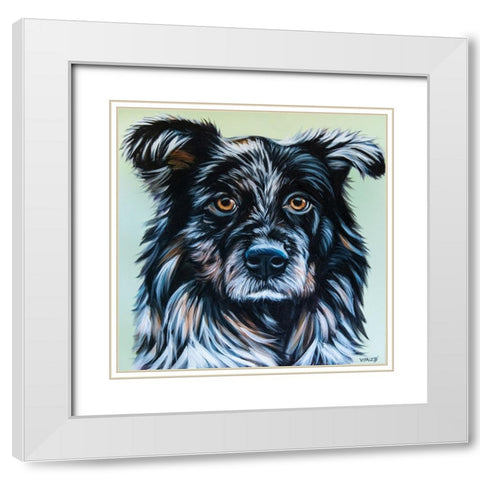 Realistic Australian Shepard White Modern Wood Framed Art Print with Double Matting by Vitaletti, Carolee