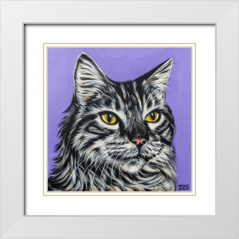 Tough Cat White Modern Wood Framed Art Print with Double Matting by Vitaletti, Carolee