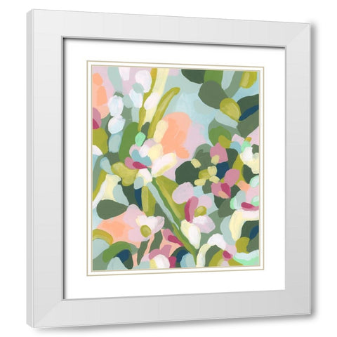 Dew Drop Flowers I White Modern Wood Framed Art Print with Double Matting by Vess, June Erica