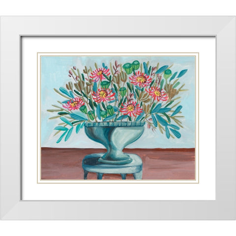 Spring Vase on Pedestal I White Modern Wood Framed Art Print with Double Matting by Wang, Melissa