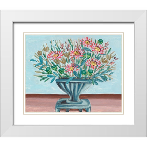 Spring Vase on Pedestal II White Modern Wood Framed Art Print with Double Matting by Wang, Melissa