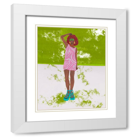 Neon Woman I White Modern Wood Framed Art Print with Double Matting by Wang, Melissa