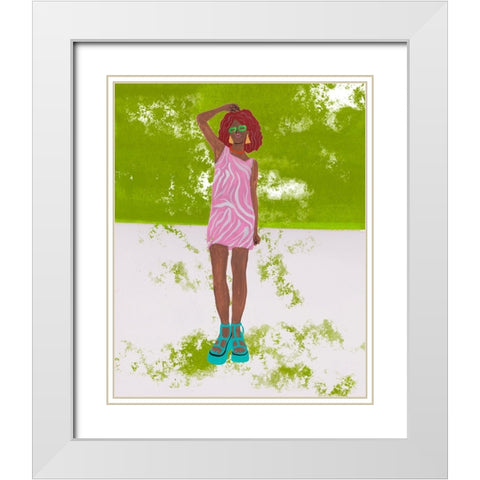 Neon Woman I White Modern Wood Framed Art Print with Double Matting by Wang, Melissa