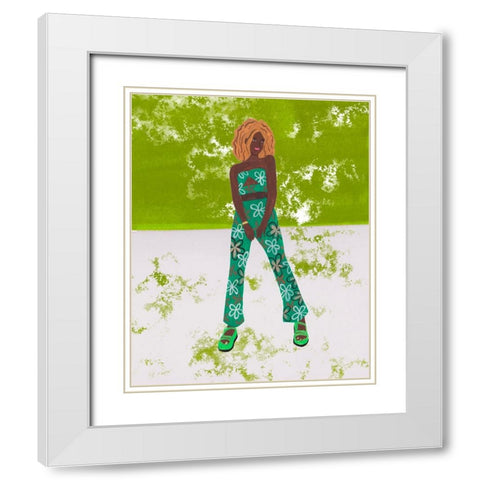 Neon Woman II White Modern Wood Framed Art Print with Double Matting by Wang, Melissa