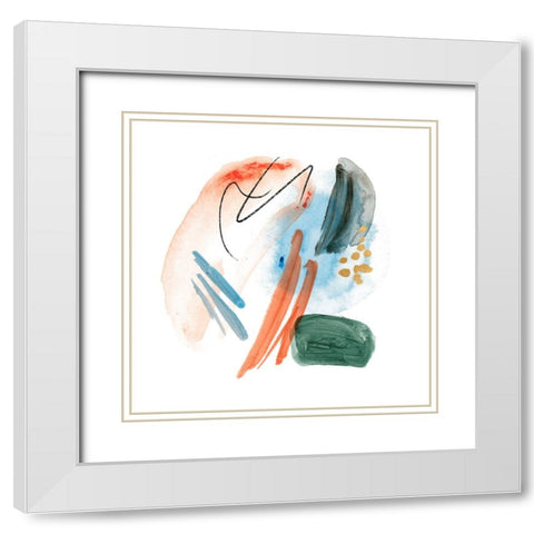 Vibrant Circles I White Modern Wood Framed Art Print with Double Matting by Wang, Melissa