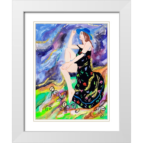 Night Galaxy I White Modern Wood Framed Art Print with Double Matting by Wang, Melissa