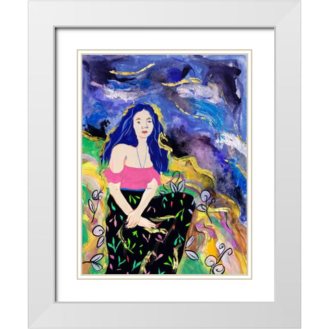 Night Galaxy II White Modern Wood Framed Art Print with Double Matting by Wang, Melissa