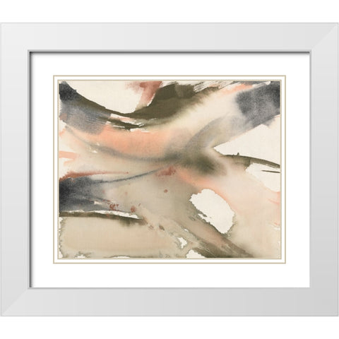 Neutral Fluidity II White Modern Wood Framed Art Print with Double Matting by Goldberger, Jennifer