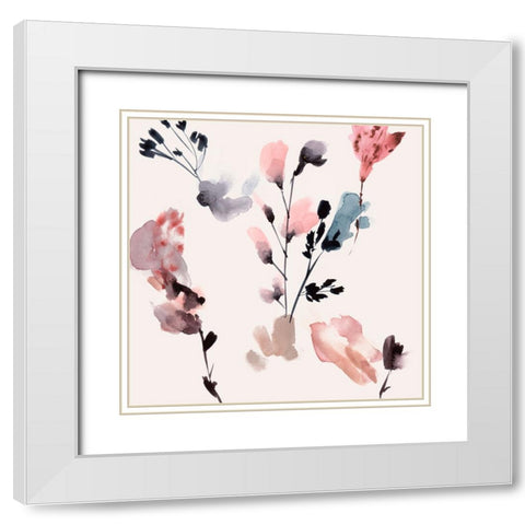 Flower Dreams I White Modern Wood Framed Art Print with Double Matting by Wang, Melissa