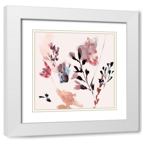 Flower Dreams II White Modern Wood Framed Art Print with Double Matting by Wang, Melissa