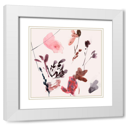 Flower Dreams IV White Modern Wood Framed Art Print with Double Matting by Wang, Melissa