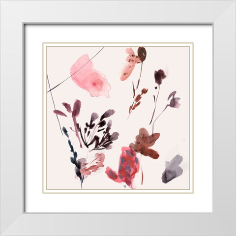 Flower Dreams IV White Modern Wood Framed Art Print with Double Matting by Wang, Melissa