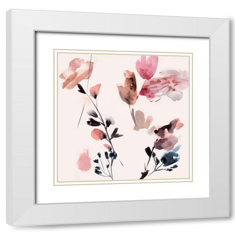 Flower Dreams VI White Modern Wood Framed Art Print with Double Matting by Wang, Melissa