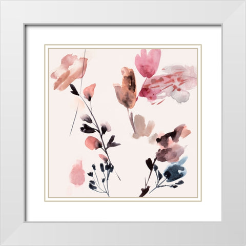 Flower Dreams VI White Modern Wood Framed Art Print with Double Matting by Wang, Melissa