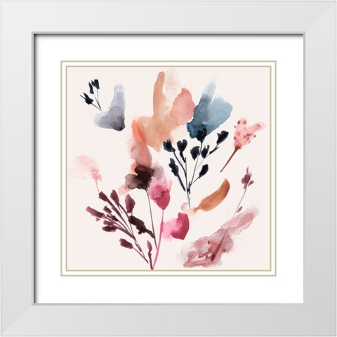 Flower Dreams VII White Modern Wood Framed Art Print with Double Matting by Wang, Melissa