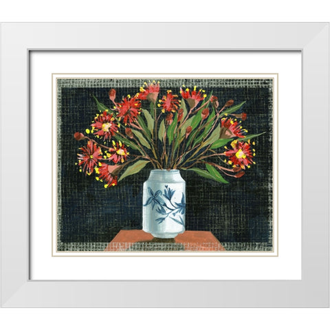 Night Flowers I White Modern Wood Framed Art Print with Double Matting by Wang, Melissa