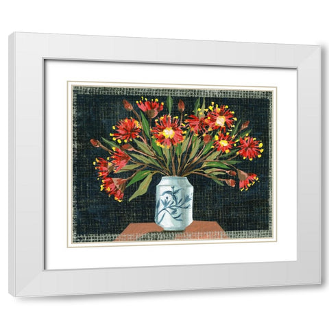 Night Flowers II White Modern Wood Framed Art Print with Double Matting by Wang, Melissa