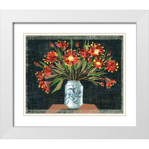 Night Flowers II White Modern Wood Framed Art Print with Double Matting by Wang, Melissa