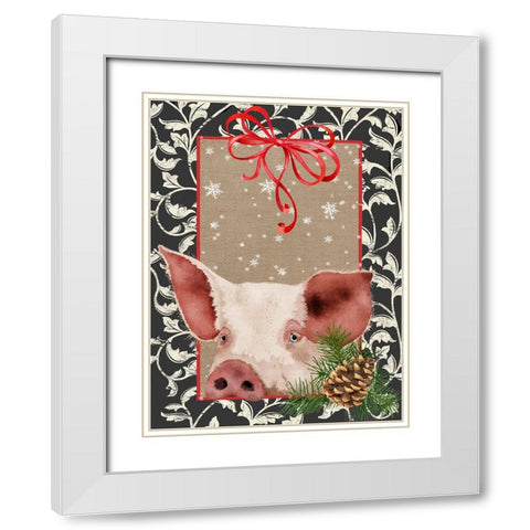 County Christmas Farm II White Modern Wood Framed Art Print with Double Matting by Reynolds, Jade