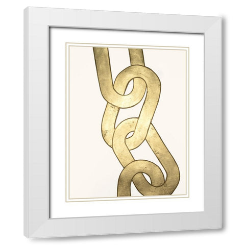 Gold Chains I White Modern Wood Framed Art Print with Double Matting by Lam, Vanna