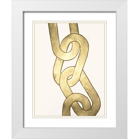 Gold Chains I White Modern Wood Framed Art Print with Double Matting by Lam, Vanna