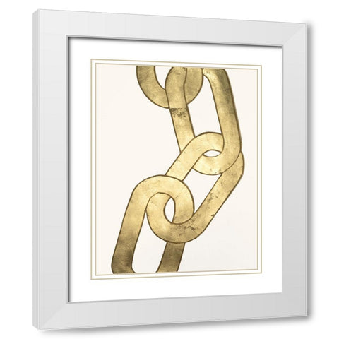 Gold Chains II White Modern Wood Framed Art Print with Double Matting by Lam, Vanna