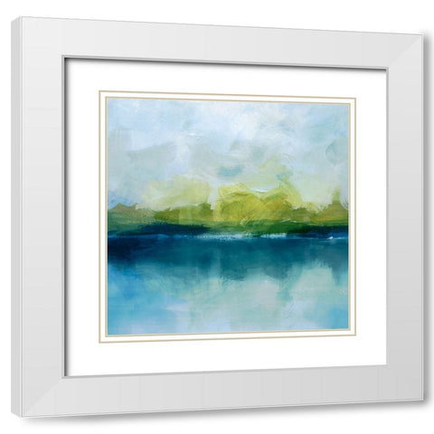 Reflected Lake Horizon I White Modern Wood Framed Art Print with Double Matting by Barnes, Victoria