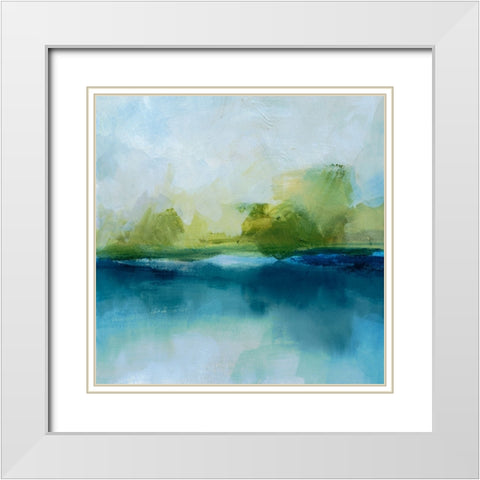 Reflected Lake Horizon II White Modern Wood Framed Art Print with Double Matting by Barnes, Victoria