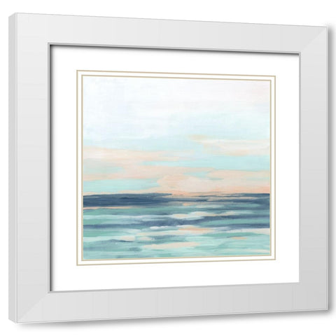 Sunrise Surf I White Modern Wood Framed Art Print with Double Matting by Vess, June Erica