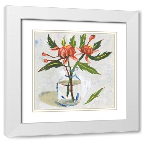 Bud II White Modern Wood Framed Art Print with Double Matting by Wang, Melissa