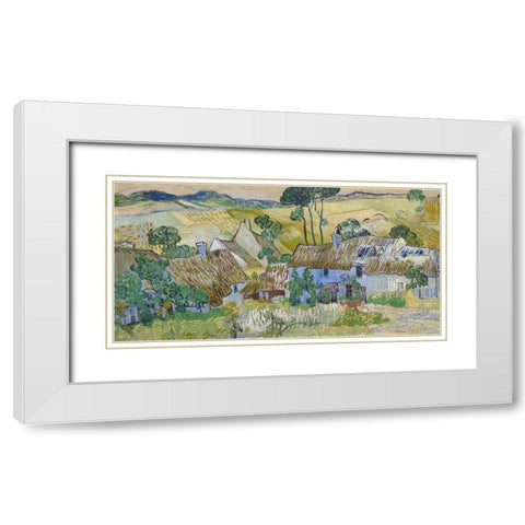 Farms near Auvers White Modern Wood Framed Art Print with Double Matting by Van Gogh, Vincent