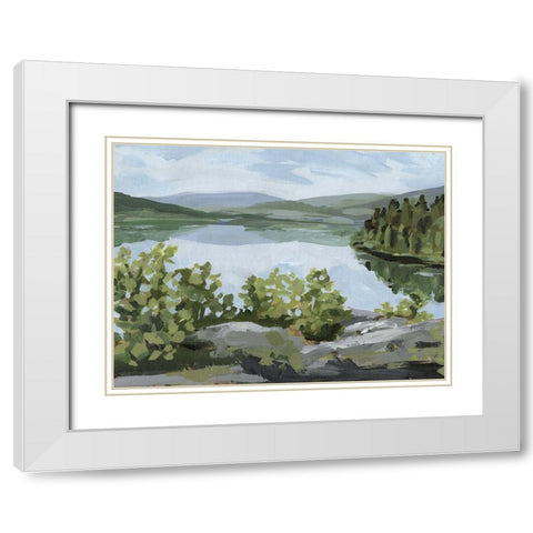 Lake Overlook II White Modern Wood Framed Art Print with Double Matting by Barnes, Victoria