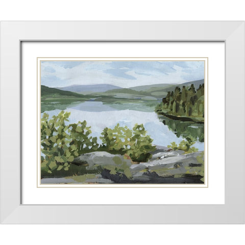 Lake Overlook II White Modern Wood Framed Art Print with Double Matting by Barnes, Victoria