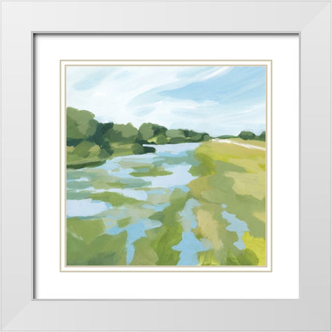 Verdant Abstract Wetland II White Modern Wood Framed Art Print with Double Matting by Barnes, Victoria