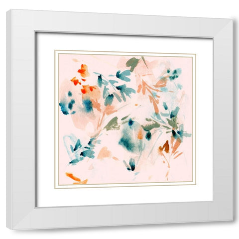 Peach Bloom IV White Modern Wood Framed Art Print with Double Matting by Wang, Melissa