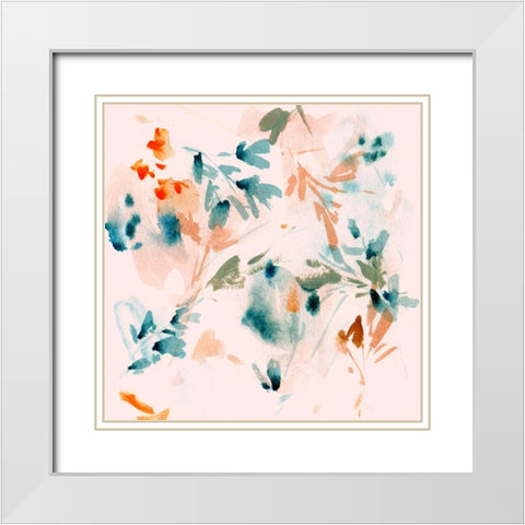 Peach Bloom IV White Modern Wood Framed Art Print with Double Matting by Wang, Melissa