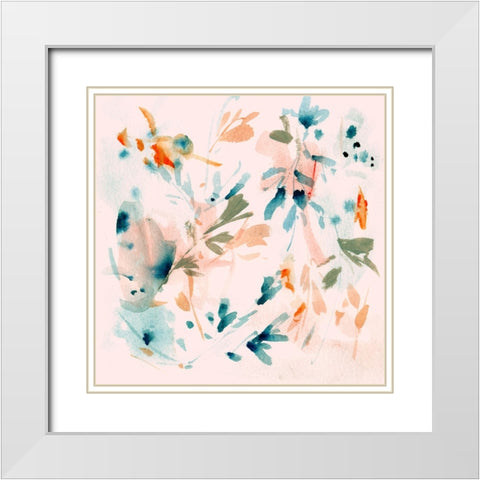 Peach Bloom VI White Modern Wood Framed Art Print with Double Matting by Wang, Melissa