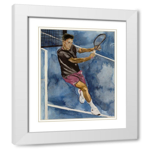 Tennis Court II White Modern Wood Framed Art Print with Double Matting by Wang, Melissa
