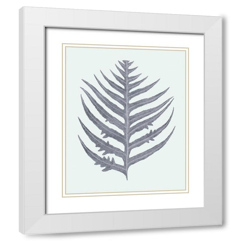 Antique Silver Ferns IV White Modern Wood Framed Art Print with Double Matting by Vision Studio