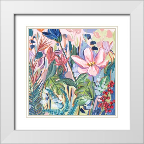 Tropical Fest II White Modern Wood Framed Art Print with Double Matting by Wang, Melissa