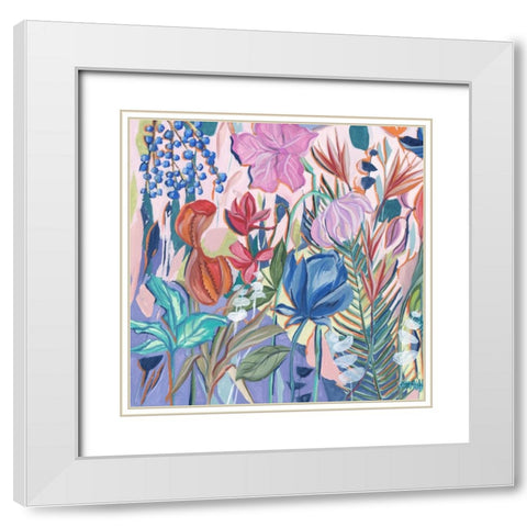 Tropical Fest IV White Modern Wood Framed Art Print with Double Matting by Wang, Melissa